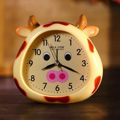 Gwill Fashion Night Light Cartoon Cow Desktop Clock Alarm Clock Children Bedroom