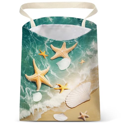 Image of IRADA Car Trash Bag Hanging No Snap Small Garbage Bag for Car Back Seat Cute Printed One-Handed Strap Trash Bags Car Accessories-Starfish Car Trash Bags