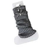 Woedpez Damen Anime Schleifen, legere, gerippte Strick Stiefelmanschetten, bequeme Beinstulpen aus Acryl für Winter Outfits, gestapelte Socken für Damen