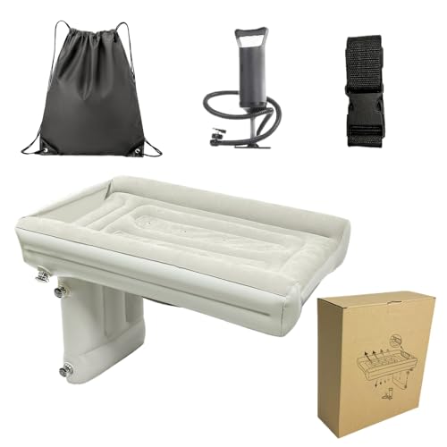 Flocking Inflatable Car Bed – 80x50x42cm Backseat Blow Up Sleeping Bed with Pump | Kids Rear Seat Air Mattress Travel for Camping Hiking Outdoor Travel SUV Van Airplane Train