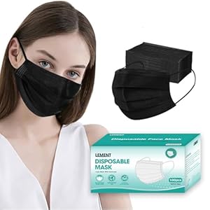 LEMENT 100 Pcs Disposable Face Masks, 3 Ply Face Masks Black Disposable Mask, (Disposable face mask)