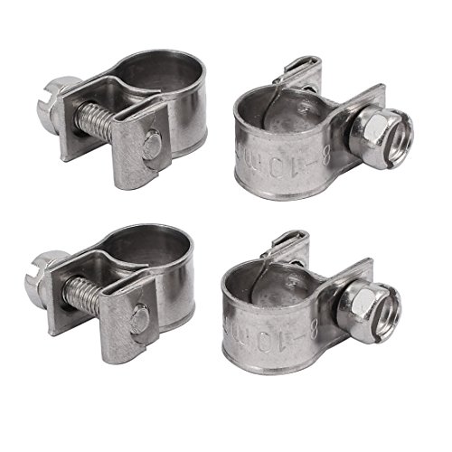 Aexit 8mm-10mm 304 Clamps Stainless Steel Screw Mounted Adjustable Pipe Hose Strap Clamps Clamps 4pcs