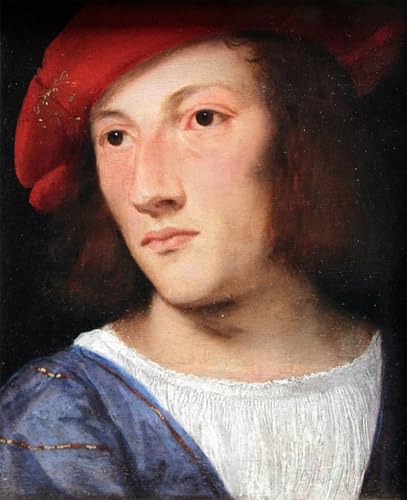 Tableaux sur toile portrait d'un jeune homme de Tiziano Vecelli pour bureau 60x90cm