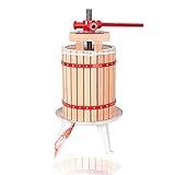 🥂MANUELLE OBSTPRESSE - besteht aus Eichenholz und beschichtetem Metall mit extra mehr Holzklötze und praktische Pressnetze, optimal geeignet für weiches und hartes Obst.