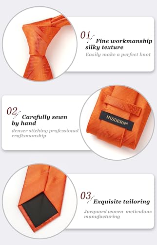 Image of HISDERN Stripe Tie Mens Ties with Pocket Square Set Classic 3.4'' Silk Formal Necktie Handkerchief for Business Wedding