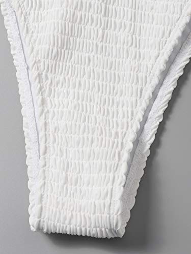 SweatyRocks Women's Halter Neck Tie Side Bikini Swimsuits 2 Piece Triangle Bathing Suit White L