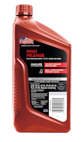 Valvoline 609506-6PK High Mileage With Maxlife Technology 5W-20 Synthetic Blend Motor Oil 1 Quart thumb #2