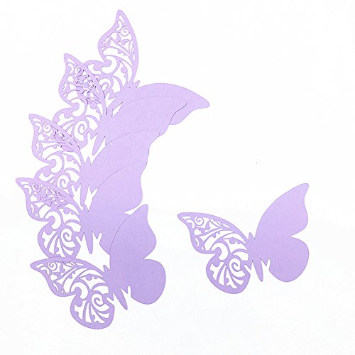 ElecMotive 100 Pièces Carte de Verre Marque Place Forme de Papillon Ajouré Décoration de Table pour Mariage