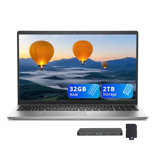 Dell 15 15.6" FHD Business Laptop, Intel Core i7-1355U, 32GB RAM, 2TB Storage(1TB SSD+1TB Docking Station Set), Intel UHD Graphics, Backlit Keyboard, Number Pad, Webcam, Wi-Fi 6, Win 11, Silver - image 1