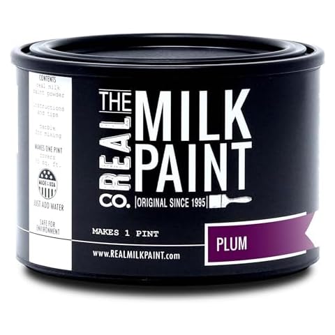 Real Milk Paint, Wood Paint for Furniture, Matte Paint for Cabinets, Walls, Brick, and Stone, Water Based Organic, No VOC, Plum, 1 Pint Cover