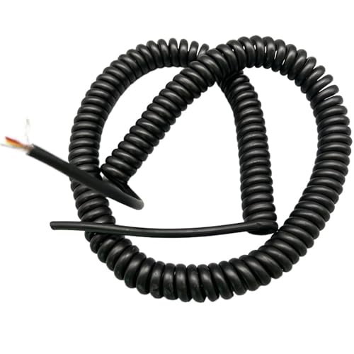 Coiled Spiral 9 Core 0.15mm2 Shielded Power Cord Spiral Power Cable 26AWG OD 5mm Elasticity Signal Wire Stretch 1 Meter to 12 Meters Tension Wire(1 Meter)