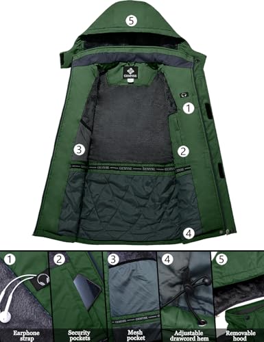 Image of GEMYSE Men's Ski Snow Jacket Warm Winter Waterproof Coat Snowboard Rain Jacket Hooded Windproof Windbreaker