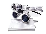 Global-Dental Portable 3.5X 420mm Surgical Binocular Loupes Optical Glass+LED Headlight Sliver