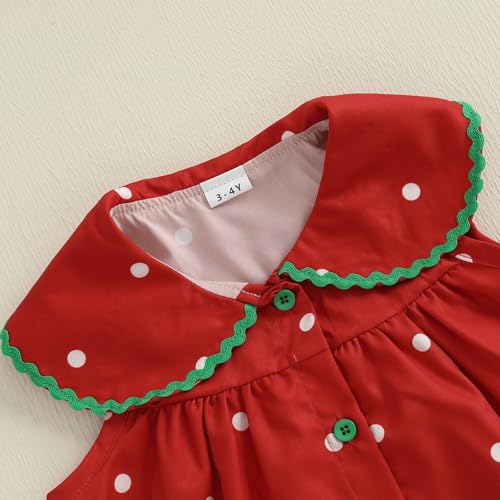 Toddler Baby Girl Summer Clothes Sleeveless A-line Dress Button Dots Watermelon Print Sundress for Kid2
