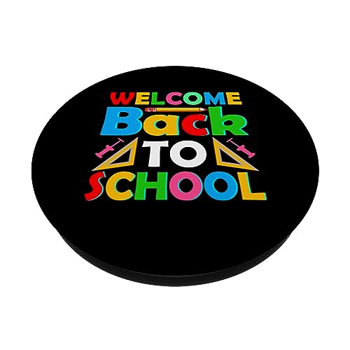 Welcome Back to School Student Teacher Boys Girls PopSockets Swappable PopGrip, Black - Image 2