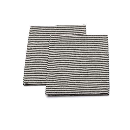 LinenMe Torchons, en Lin et Coton, Collection Jazz, Set de 2, Noir