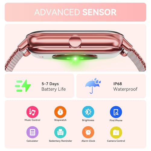 Smart Watches for Women Android iPhone, 1.85'' Fitness Trackers, 2 Bands - image 6