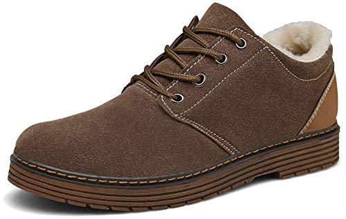 DENGBOSN Botas Botines Invierno Boots Calientes Forradas Cortas Cordones Planas Invierno Zapatos para Hombre Mujer (EU37, Marrón)