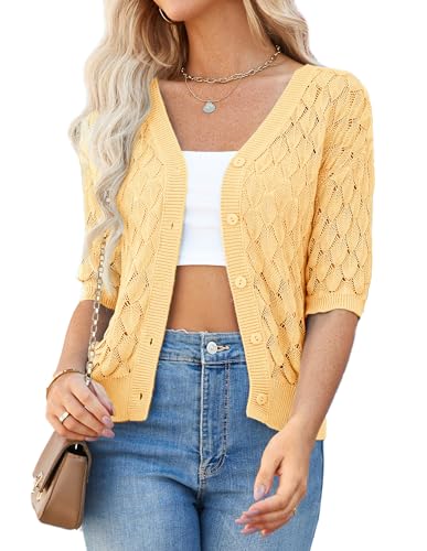 GRACE KARIN Damen Festlich Bolero Lässig Picknick Kurzarm Strickjacke mit...