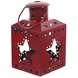 PRETYZOOM Weihnachtsdeko-Laterne Rote Vintage-Kerzenlaterne Dekorative Rustikale Weihnachtslaterne Retro-Hängekerzenhalter Für Drinnen Und Draußen Weihnachtsparitäten A