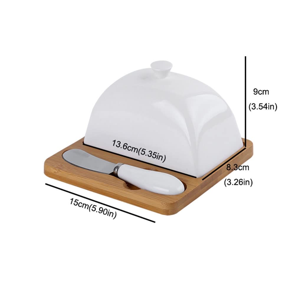Butterdose Haushalt Keramik Butterdose mit Deckel Keramik Klein Tablett Butterdose Käsebox Butterbehälter mit Schaber Set Reinweiß Butterdose mit Deckel