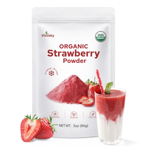 Organic Strawberry Powder Freeze-Dried Strawberry Powder No Added Sugar Made from Real Strawberries for Smoothies Baking & Drinks Natural Sweet-Tart Flavor