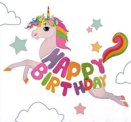 Party Propz Happy Birthday Banner – 1 Pc Unicorn Theme Banner, Unicorn Decoration for birthday Girls, Happy Birthday Banner (cardstock)