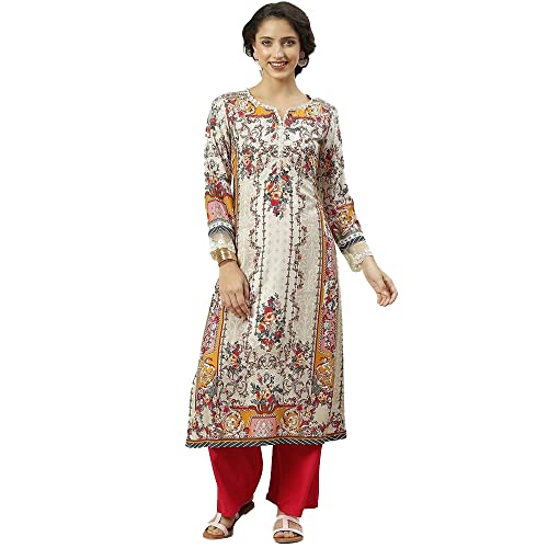 Image of BIBA Solid Rayon A Line Fit Women Kurta