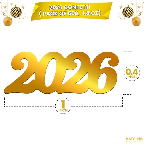 Image of Graduation Decorations 2026, Gold Graduation Confetti 2026 - Pack of 500 | Shiny 2026 Confetti | 2026 Confetti Graduation, 2026 Graduation Table Decorations, Grad Confetti 2026 - KatchOn