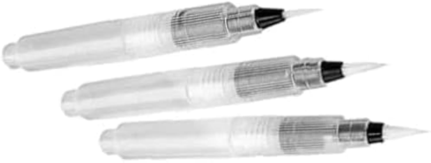 Junfamilee 3 Pcs Water Coloring Brush Pens, Water Soluble Pencil, Aqua Pen Brush for Watercolor Painting, Markers, Solid Colors or Powdered Pigment,