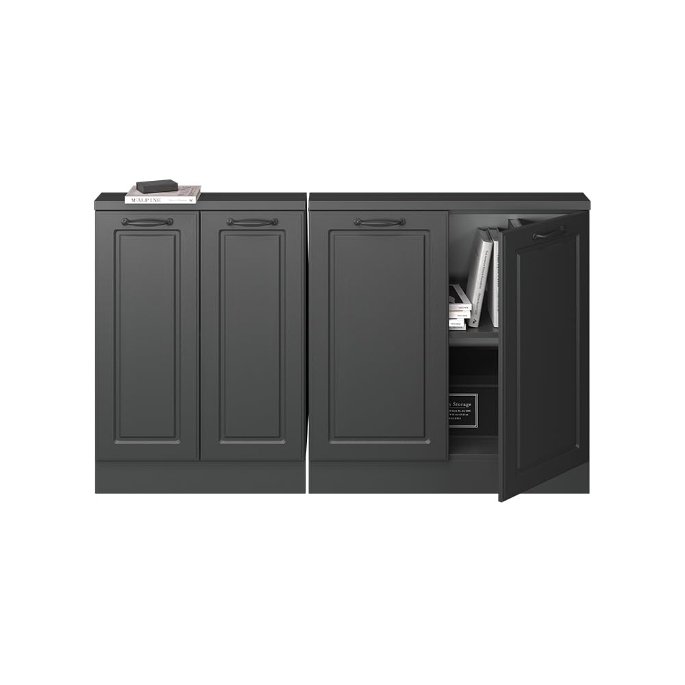 Vicco Ensembles de Meuble de Rangement sous Pente Rion, Anthracite Campagne/Anthracite, L140 x P46 cm Lot de 2, Gain de Place pour Les pièces mansardées