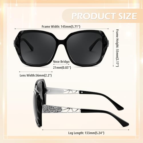 Image of FEISEDY Oversized Sunglasses for Women Square Polarized Sparkling Frame B2289