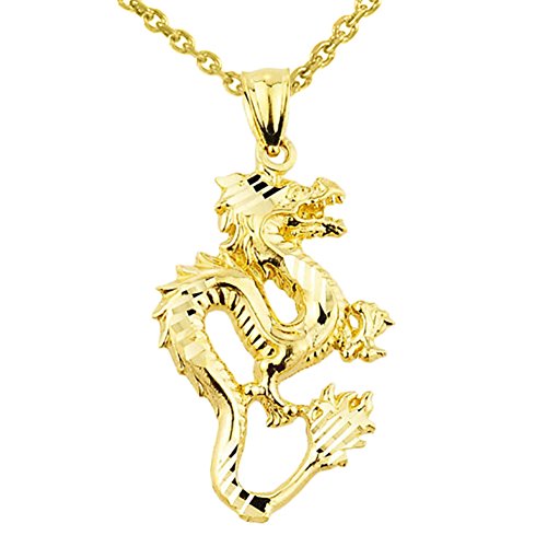 Exploring the Beauty of Chinese Jewelry: Gems, Metals, and Symbols 10 Chinese Dragon 14k Yellow Gold Charm Pendant Necklace, 22'