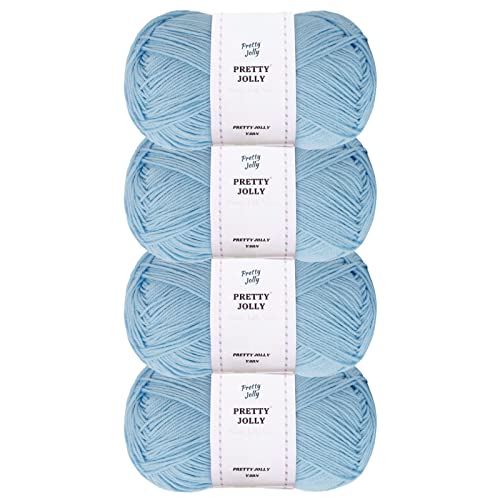 Pretty Jolly 4 Skeins Soft Baby Yarn, 100% Cotton, Crochet & Knitting, 4 Ply, Fingering Weight