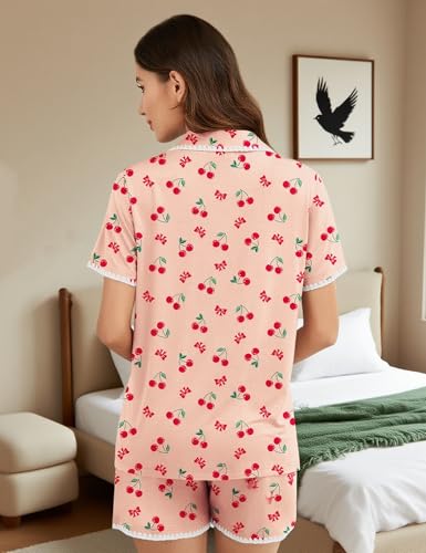 Image of SWOMOG Womens Button Down Pajamas Set Short Sleeve Sleepwear Bride Soft Pj Lounge Sets XS-3XL