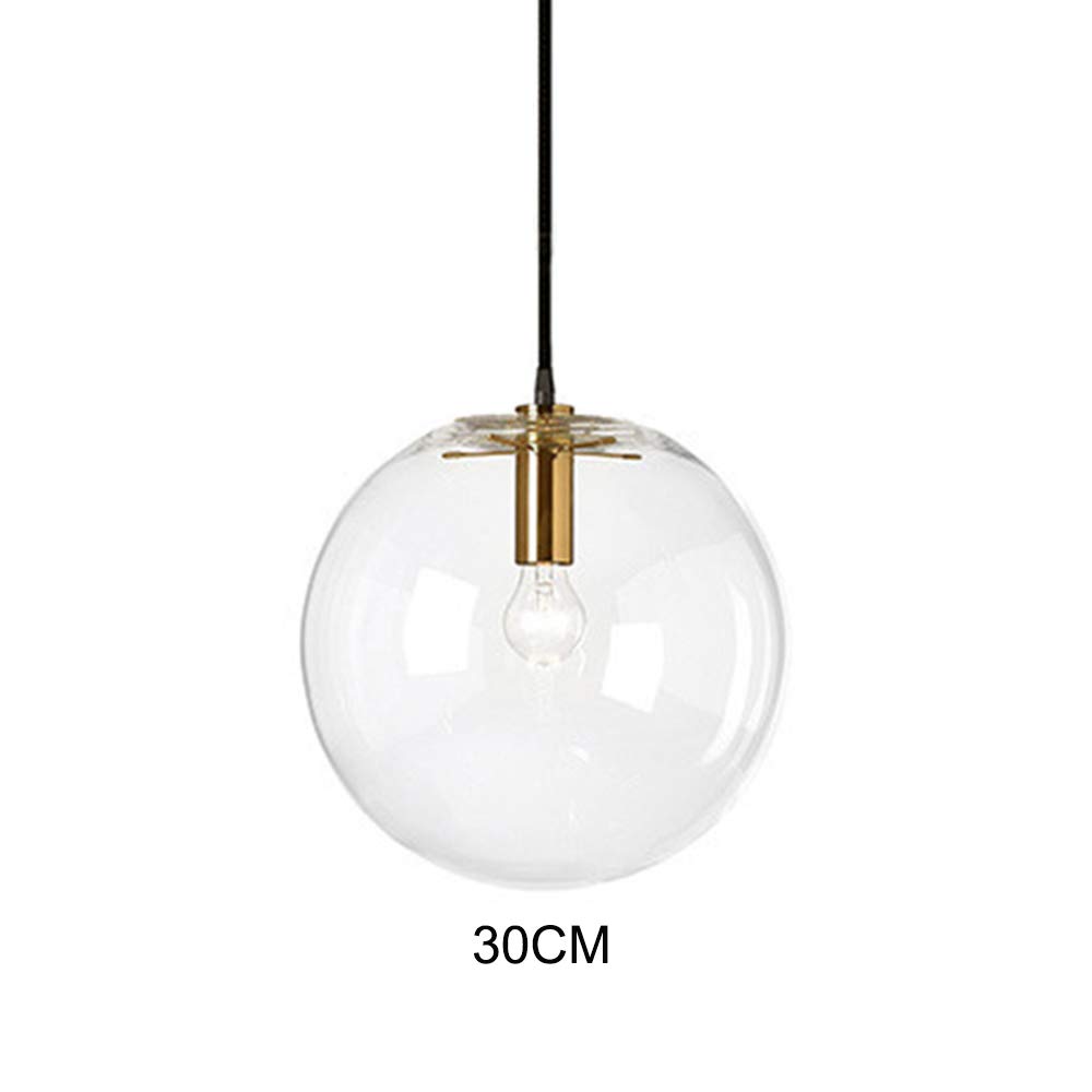 Lámpara de Cristal Colgante de Cristal LED esférica clásica esférica Lámpara de Vidrio con una luz única Creativa, Base de luz de Techo E27 Soporte de luz Dorado (30cm)
