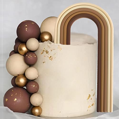 Rainbow Cake Toppers Colorful Balls Cake Decorations For Wedding Baby Shower Girls Boys Birthday Party Supplies (Brown) #TOP3