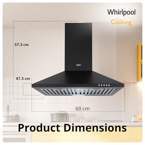 Image of Whirlpool 60cm 900 m3 /hr Baffle Filter Kitchen Chimney with 5 Years WARR on Motor | CLASSIC PLUS BF 60 BK HOOD | Black | 3 Speed Push Button Control