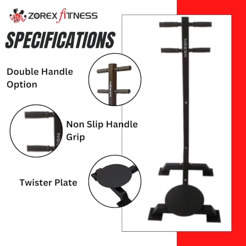 Image of Zorex Fitness ZF-108 Heavy Duty Standing Twister Along with Double Handles Abs Workout Equipment Weight Loss Machine Stomach Exercise Equipment Home Gym Tummy Twister Stand for Unisex (Black)