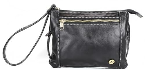 Bolsa Transversal Feminina Sophia em couro legitimo (Preta)
