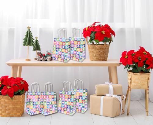 Image of Gitanjali Paper Curves Gift Bags- 25pcs 6x8x4 inch Floral Design Small Paper Bags with Handle, Return Gift Bag, Party Favor Goodie Treat Bag, Paper Carry Bags, Disposable Paper covers (Small-Floral, Pack of 25)