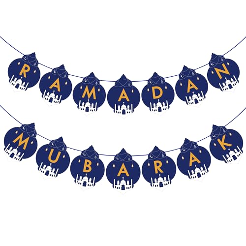 Image of OHOME Ramadan Banner and Decorations for Home 2024 - Mubarak Banner and Decor - Dareem Backdrop for Outdoor Indoor Wall