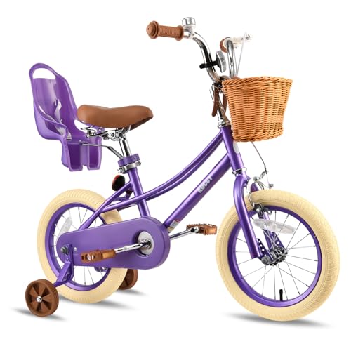 Image of RULLY Donna Kids Bike for Girls Ages 2-7 Years, 12 14 16 Inch Princess Girls Bicycle with Doll Bike Seat, Training Wheels, Basket and Streamers, Kids Cycle Bikes, Multiple Colors | with Doll Bike Seat, Training Wheels, Basket, Streamers, Kids Cycle Bikes