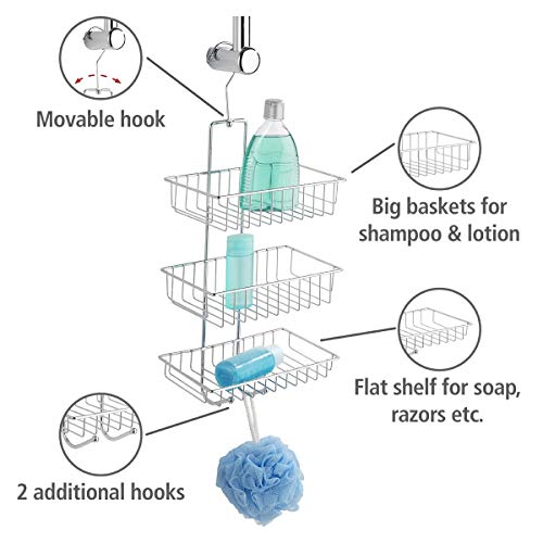 WENKO Nivala Douchecaddy met 3 etages, doucheplank voor douchegel, shampoo & Co, hangmand voor badkamer, bevestiging… - Image 3