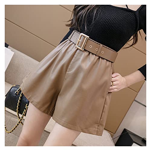 Short hiver PU leather women shorts de mi-saison chic à ceinture