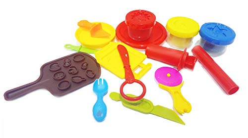Image of Popsugar Pizza and Pasta Making Pretend Play Dough Set with Accessories Toy for Kids, Multicolor