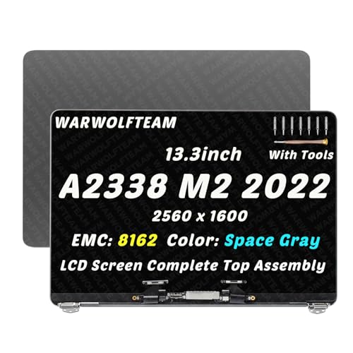 Image of 13.3in Compatible with MacBook Pro A2338 M2 2022 EMC 8162 661-12830 661-12829 MNEH3 MNEJ3 MNEP3 MNEQ3 2560 x 1600 LCD LED Screen Replacement Complete Assembly(Space Gray)