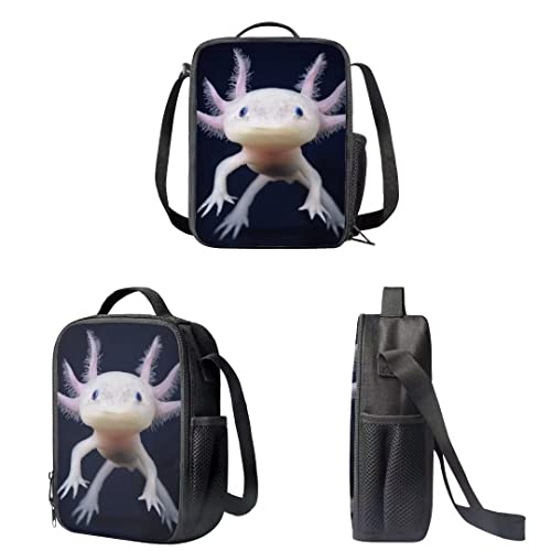 AmzPrint 2 In 1 Pink Axolotl Backpack And Lunch Box For Elementary Middle School Backpack For Girls Boys Kids Teens3