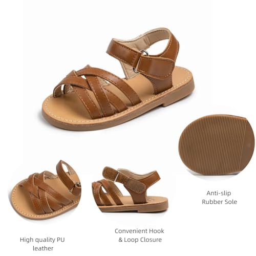 Toddler/Little Girls Summer Sandals Open-Toe Flat Dress Shoes for School Casual Party2
