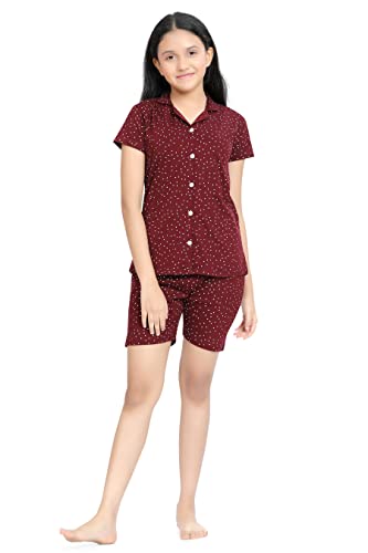Image of Kids Night Suit for Girls - Cotton Set of Pyjama & T-Shirt Sleepwear - Lightweight & Comfortable Night Wear for Kids